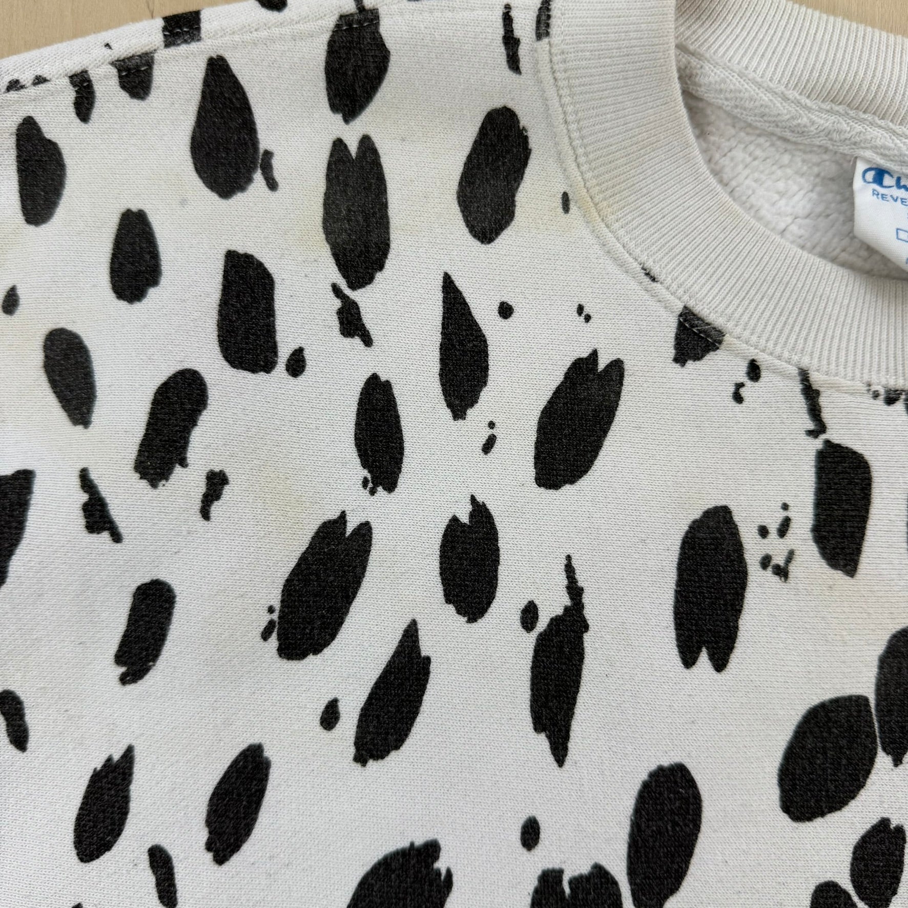 J- Vintage Champion Reverse Weave Cow Spots Crewneck - S
