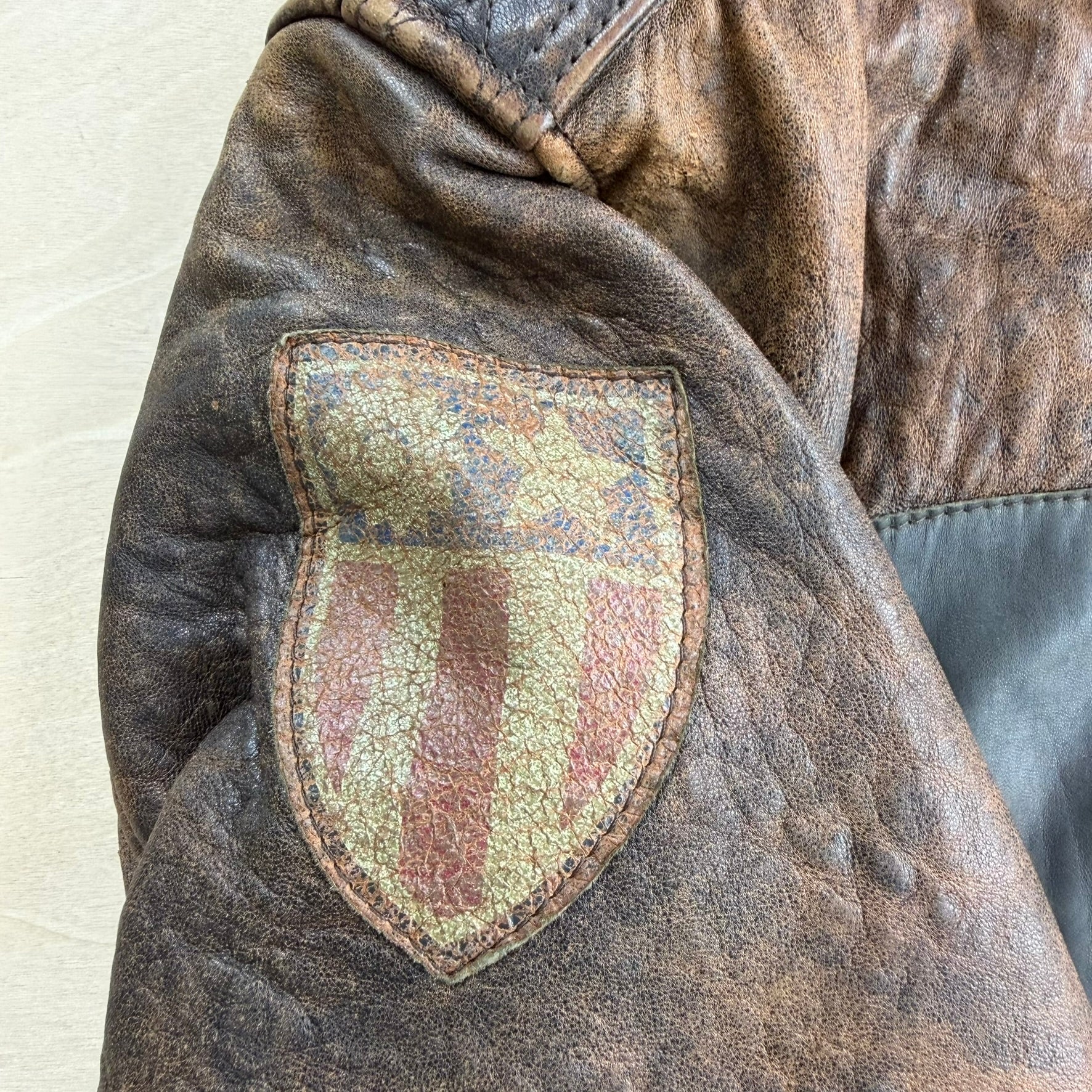 Vintage 80s Avirex Aviation Ltd. Old Leather Escape Map A-2 Leather Bomber Jacket - M