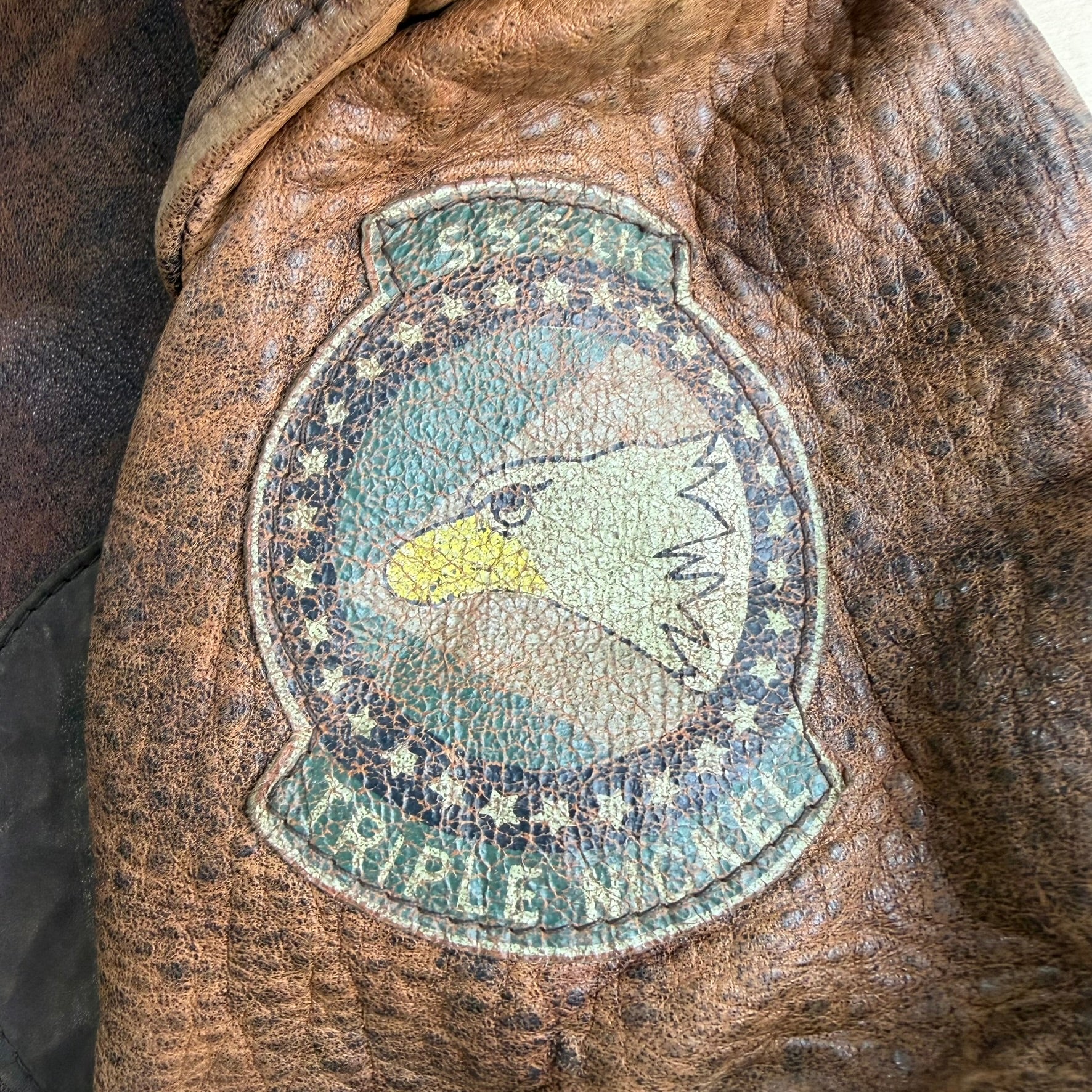 Vintage 80s Avirex Aviation Ltd. Old Leather Escape Map A-2 Leather Bomber Jacket - M