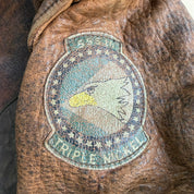 Vintage 80s Avirex Aviation Ltd. Old Leather Escape Map A-2 Leather Bomber Jacket - M