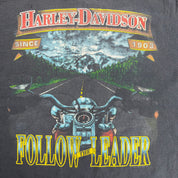 J- Vintage '93 Harley Davidson Honolulu Follow The Leader Graphic Made In USA Single Stitch Tee - XL