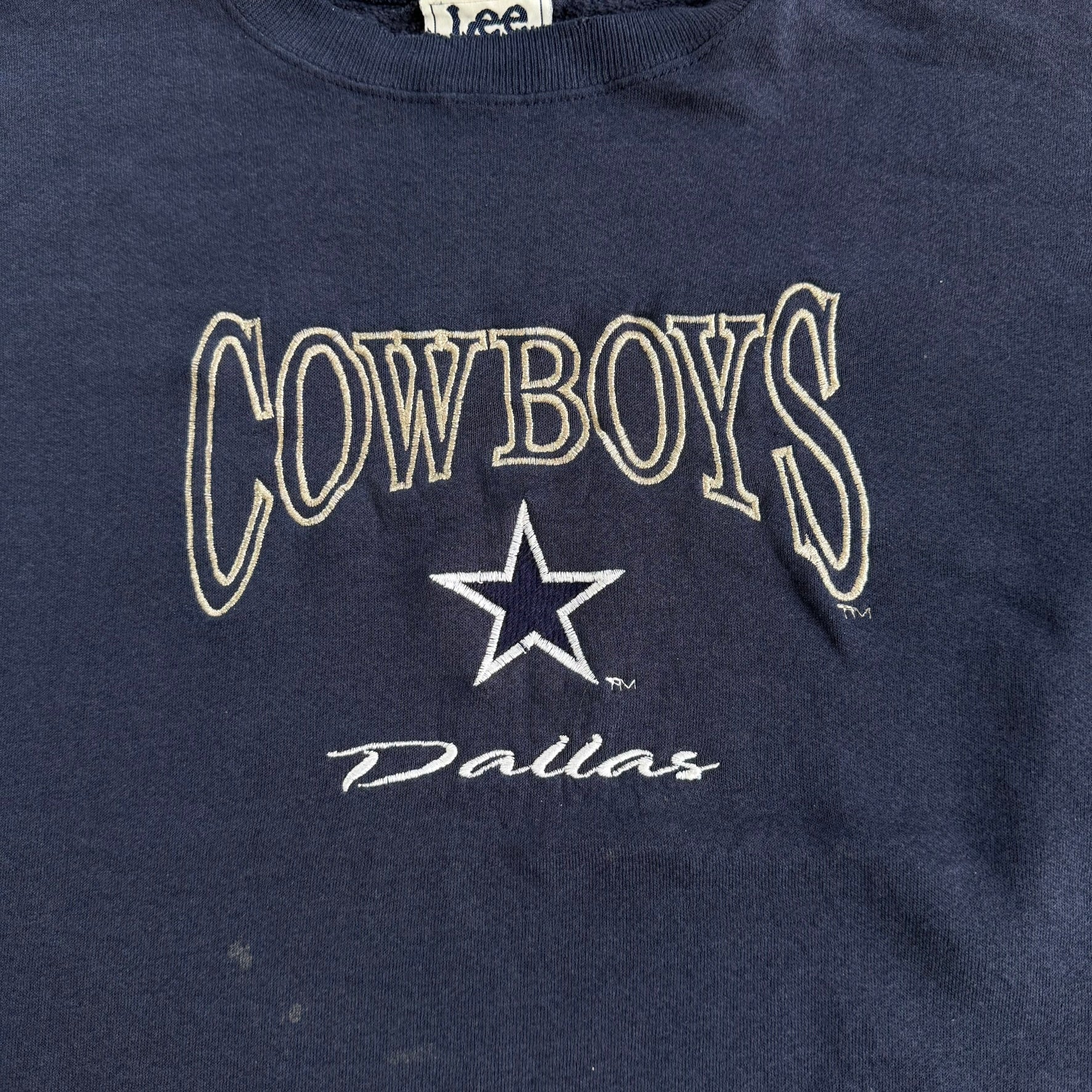 Vintage Dallas Cowboys NFL Lee Embroidered text & Logo Made In USA Crewneck - L