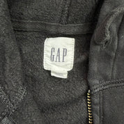 J- Vintage Gap Embroidered Text Black Zip Up Hoodie - 2XL