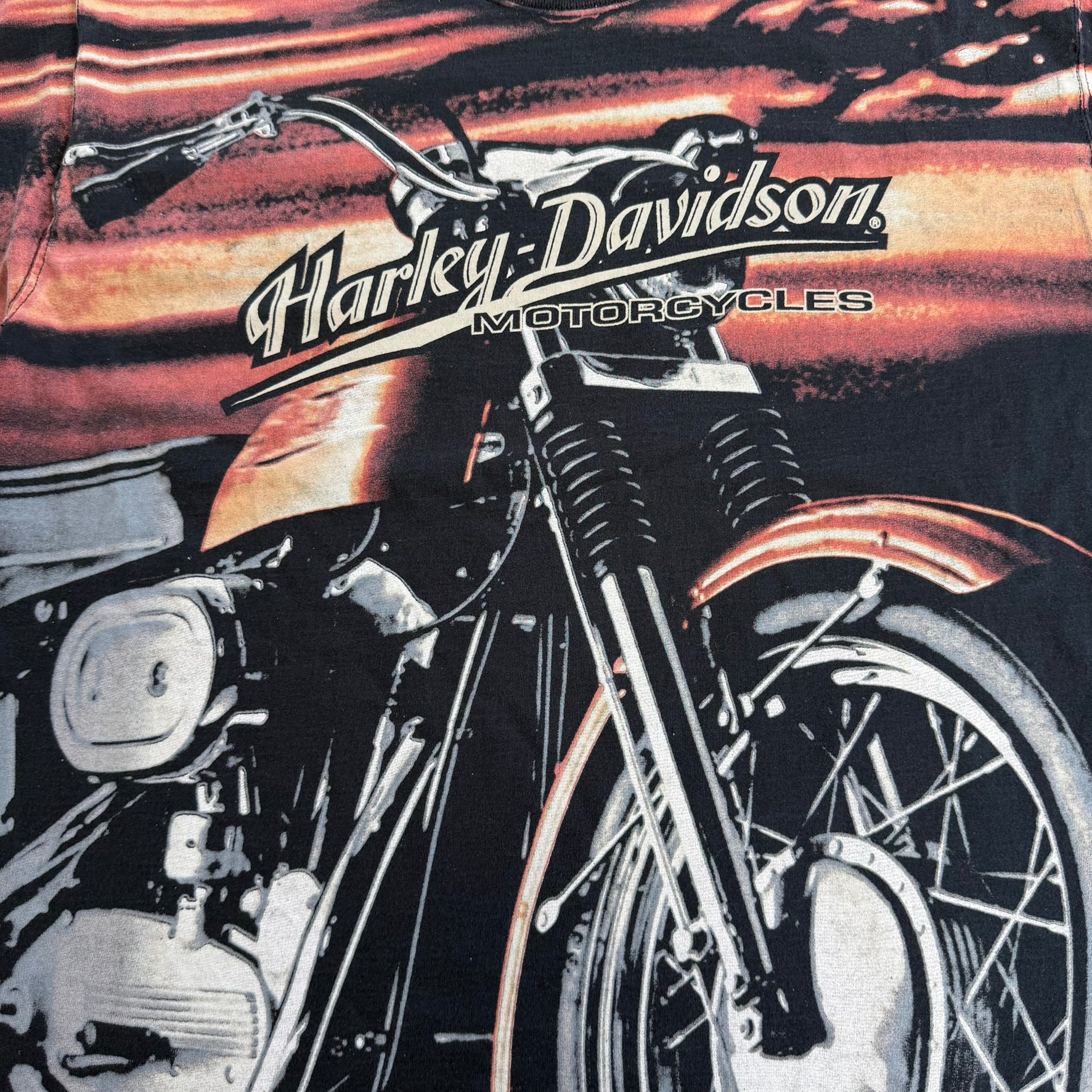 J- Vintage 90s Harley Davidson Motorcycles All Over Print Made In USA Tee - 2XL