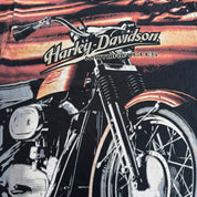 J- Vintage 90s Harley Davidson Motorcycles All Over Print Made In USA Tee - 2XL