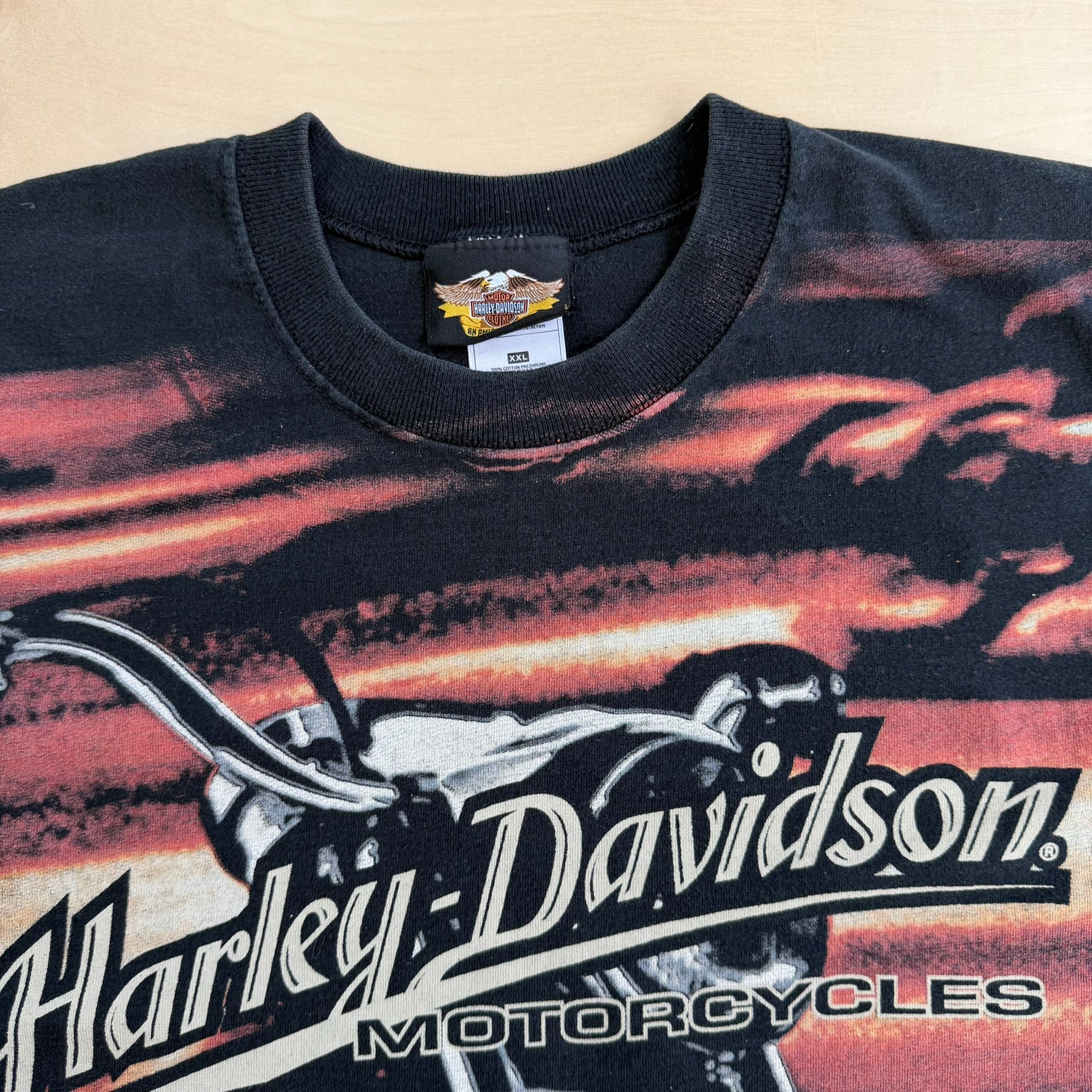 J- Vintage 90s Harley Davidson Motorcycles All Over Print Made In USA Tee - 2XL