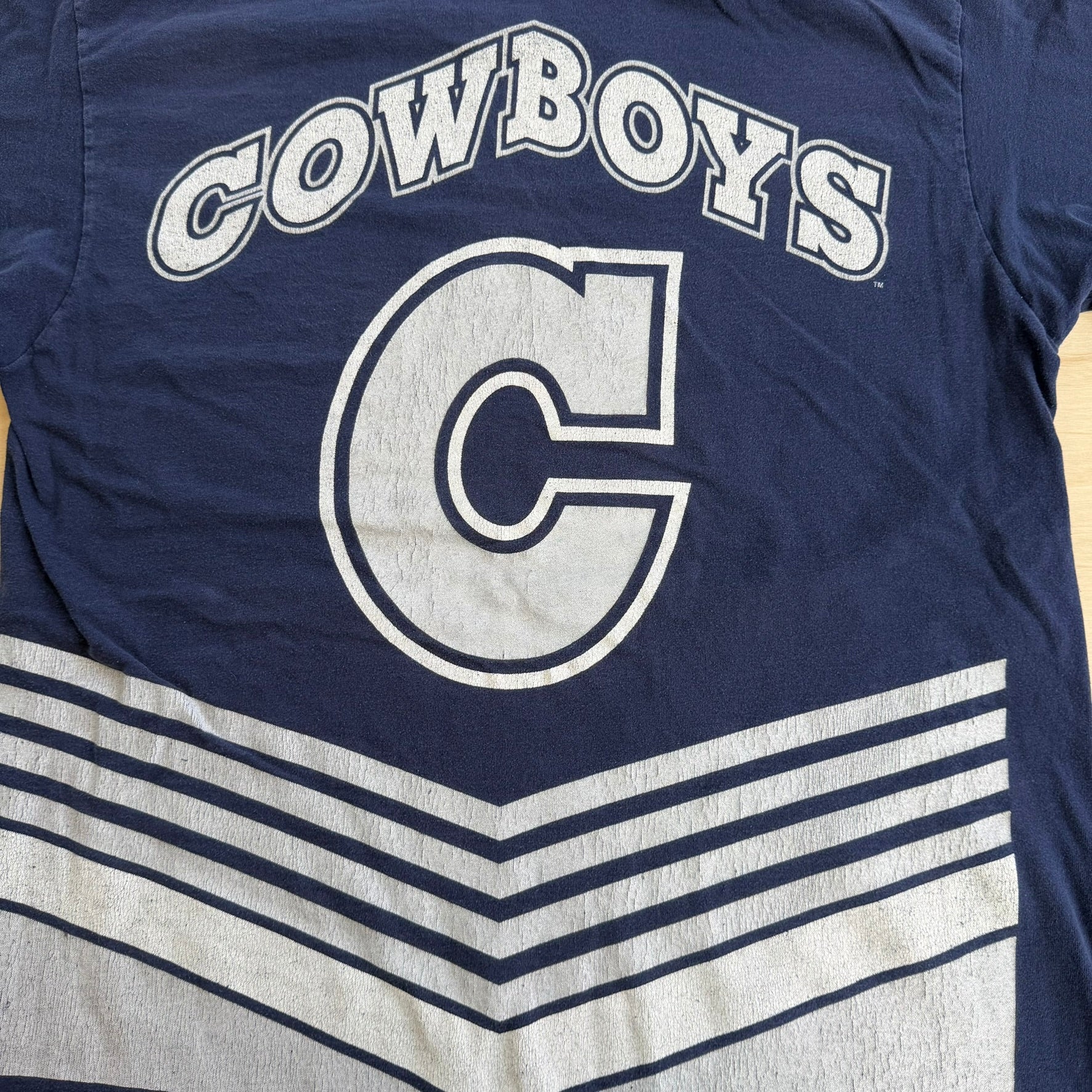 J- Vintage '95 Dallas Cowboys NFL Salem Sportswear Tag Jumbo Print Made In USA Single Stitch Tee - L