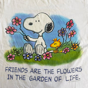 J- Vintage 90s Peanuts Snoopy Friends Are The Flowers Text & Graphic Made In USA Single Stitch Tee - L