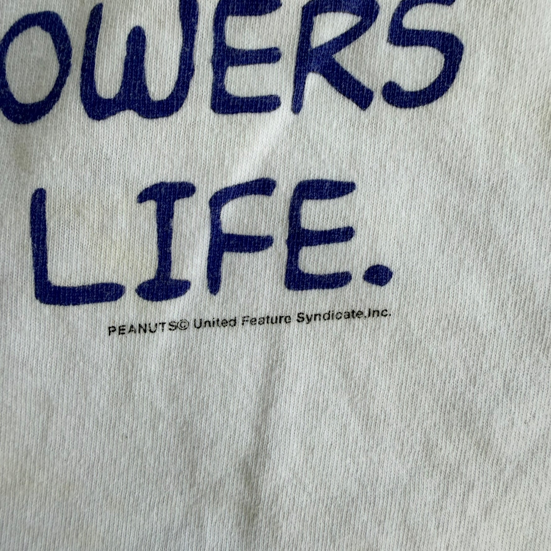 J- Vintage 90s Peanuts Snoopy Friends Are The Flowers Text & Graphic Made In USA Single Stitch Tee - L
