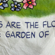 J- Vintage 90s Peanuts Snoopy Friends Are The Flowers Text & Graphic Made In USA Single Stitch Tee - L