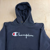 J- Vintage Champion Reverse Weave Embroidered Text Hoodie - M