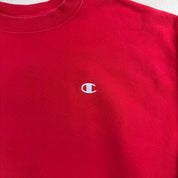 J- Vintage Champion Reverse Weave Embroidered Logo Red Crewneck - L