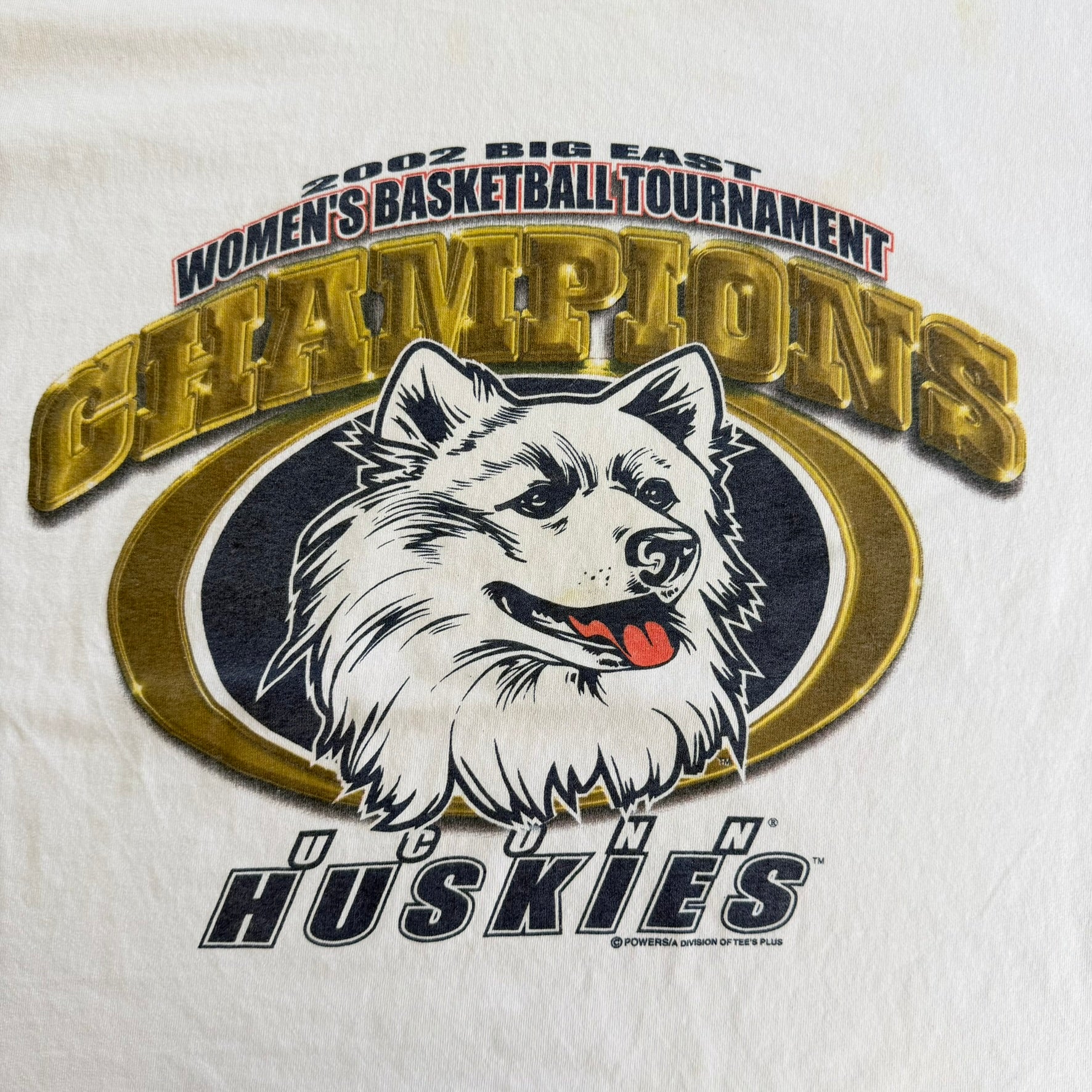 J- Vintage '02 Uconn Huskies Women's Basketball Big East Champions Graphic Tee - XL