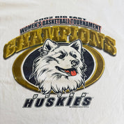 J- Vintage '02 Uconn Huskies Women's Basketball Big East Champions Graphic Tee - XL