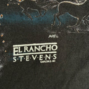 Vintage '93 El Rancho Stevens Horse & Thunder Graphic Made In USA Single Stitch Tee - L