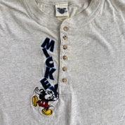 Vintage 90s Disney Catalog Mickey Embroidered Text Made In USA Long Sleeve Henley Tee - L