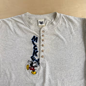 Vintage 90s Disney Catalog Mickey Embroidered Text Made In USA Long Sleeve Henley Tee - L