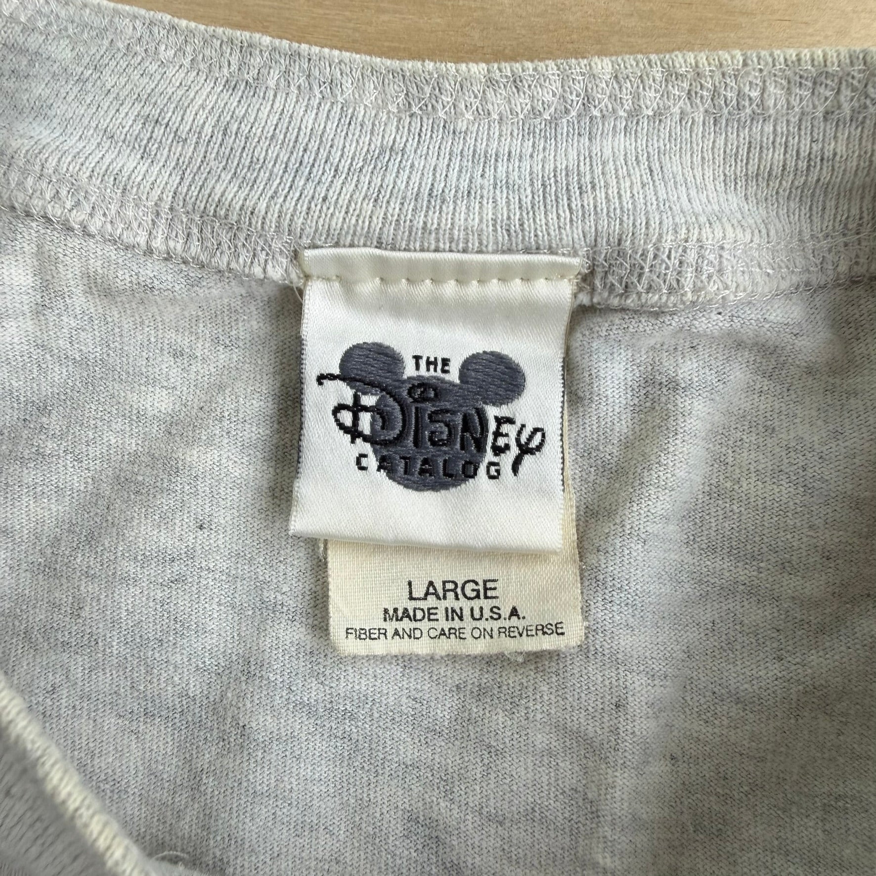 Vintage 90s Disney Catalog Mickey Embroidered Text Made In USA Long Sleeve Henley Tee - L