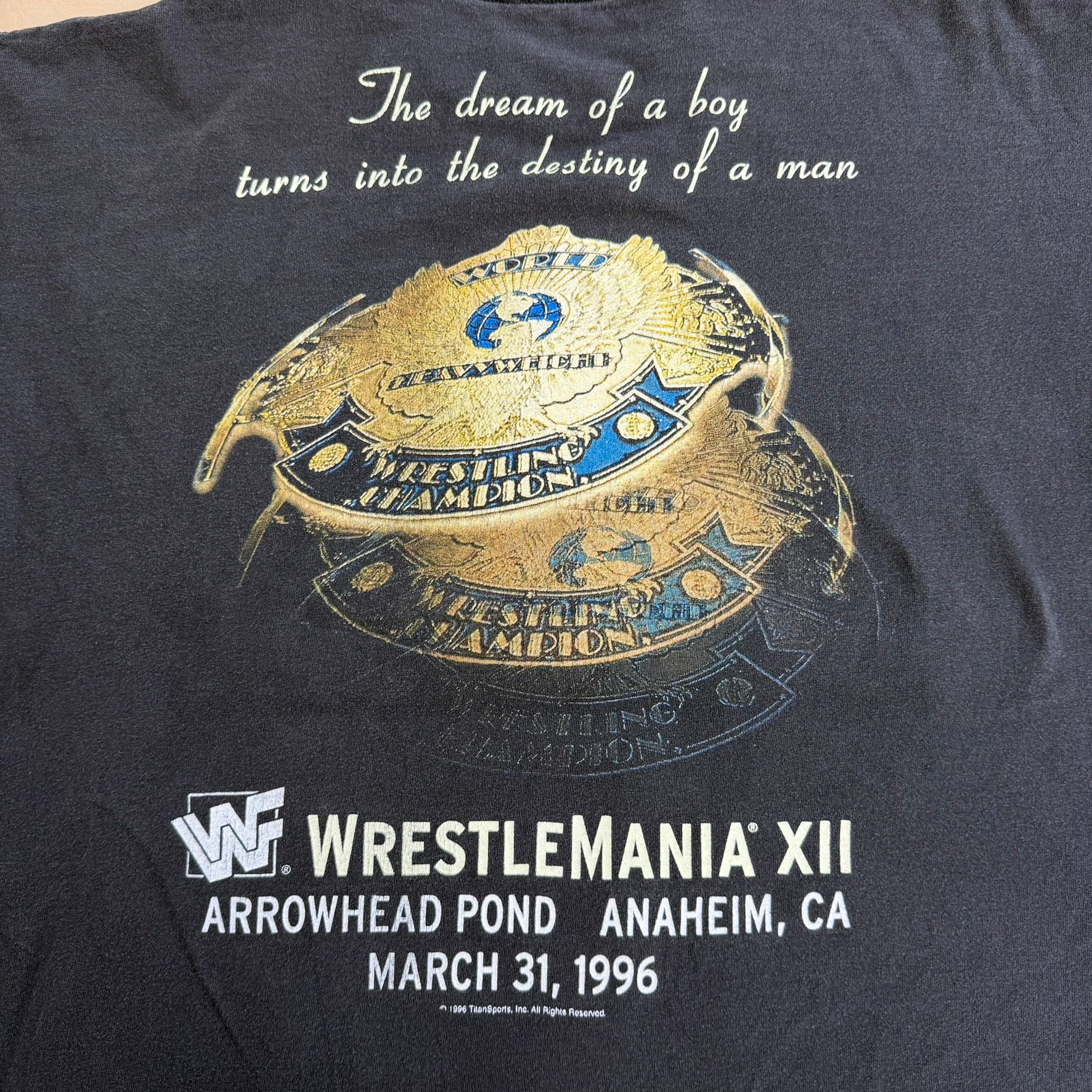 J- Vintage '96 WWE WrestleMania 12 Shawn Michael Heartbreak Kid Picture Single Stitch Tee - XL