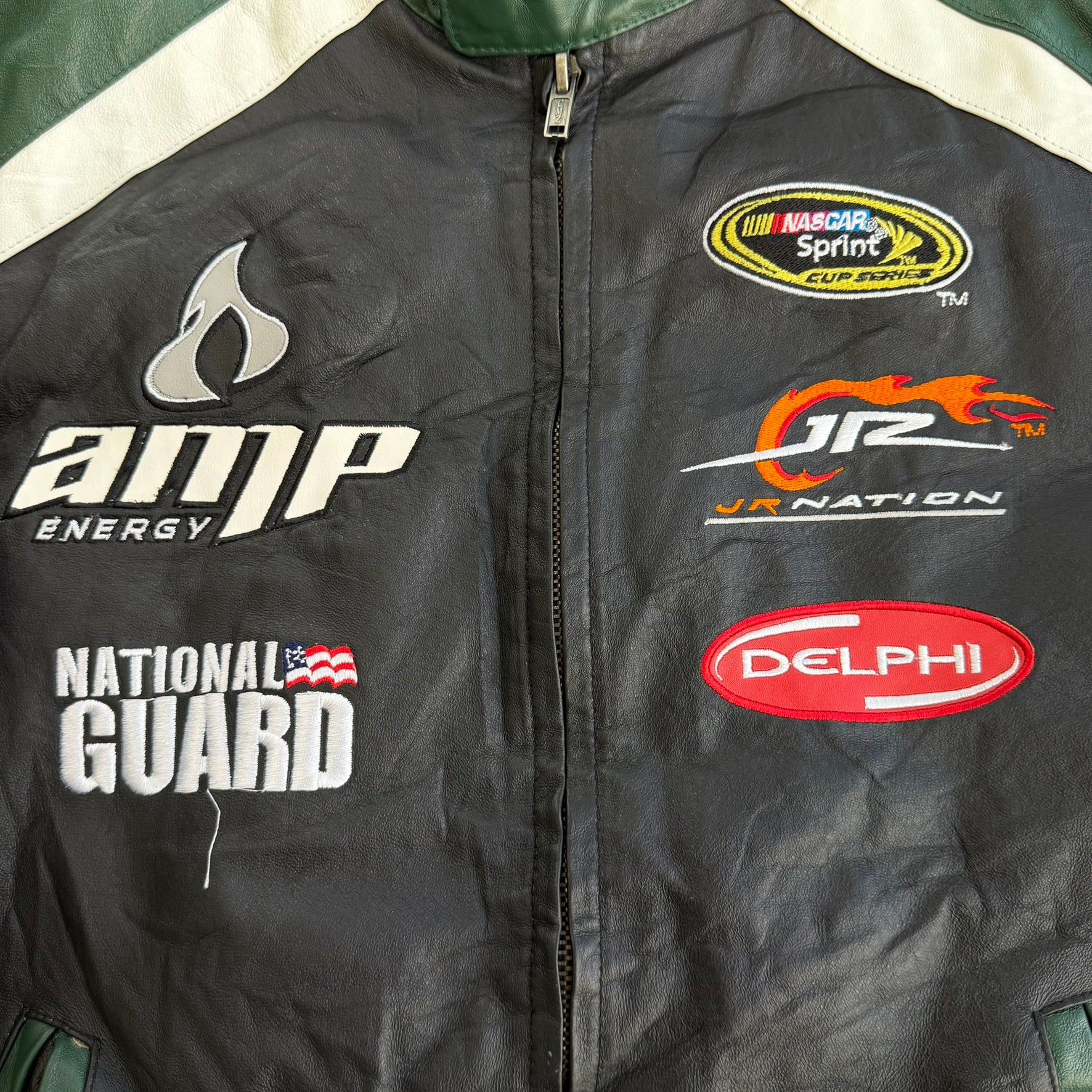 J- Vintage '09 Nascar Sprint Cup Series Dale Earnhardt Jr. Amp Energy Leather Jacket - XL