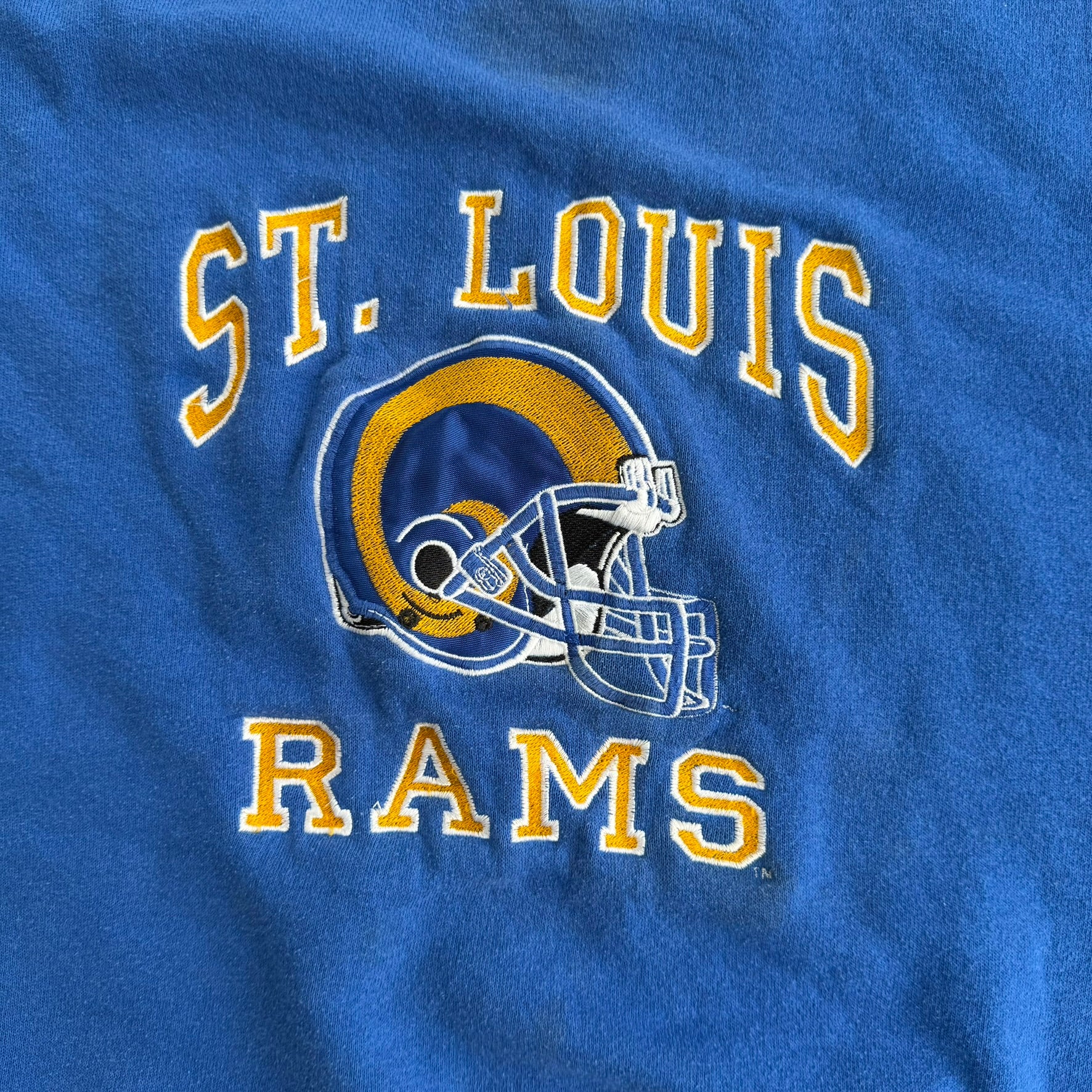 Vintage St Louis Rams NFL Lee Embroidered Text & Logo Made In USA Crewneck - XL