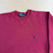 Vintage 90s Polo RL Embroidered Logo Made In USA Maroon Crewneck - L (fits M)