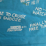 J- Vintage '91 Finally Retired Text Graphic Made In USA Text Single Stitch Tee - XL