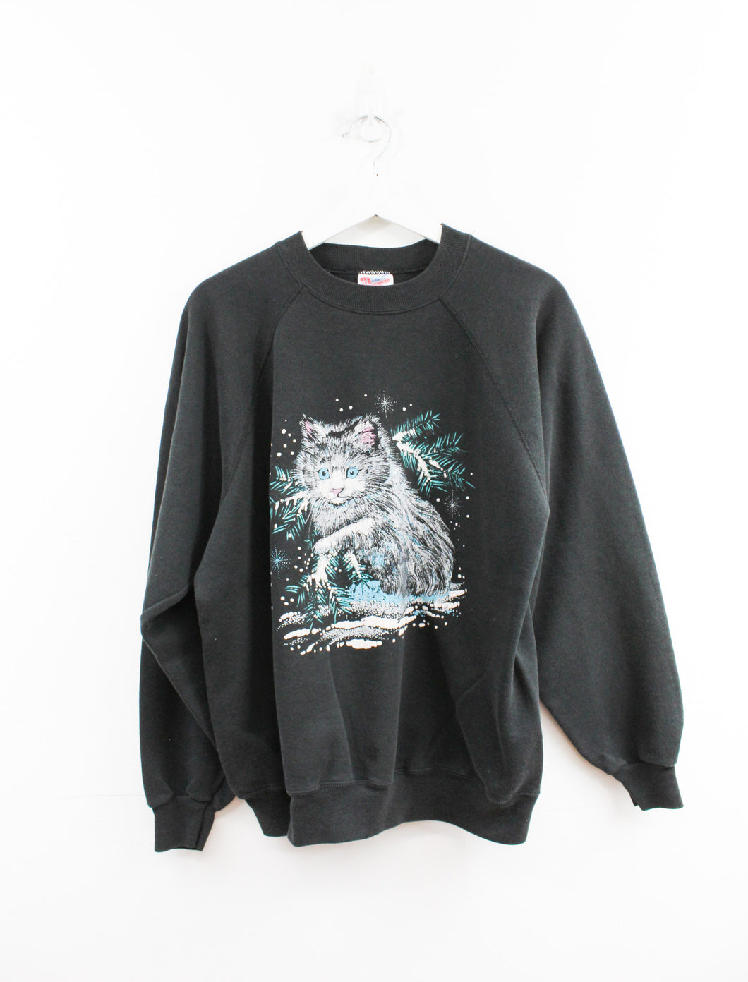 Vintage Hanes Activewear Cat In Snow Crewneck