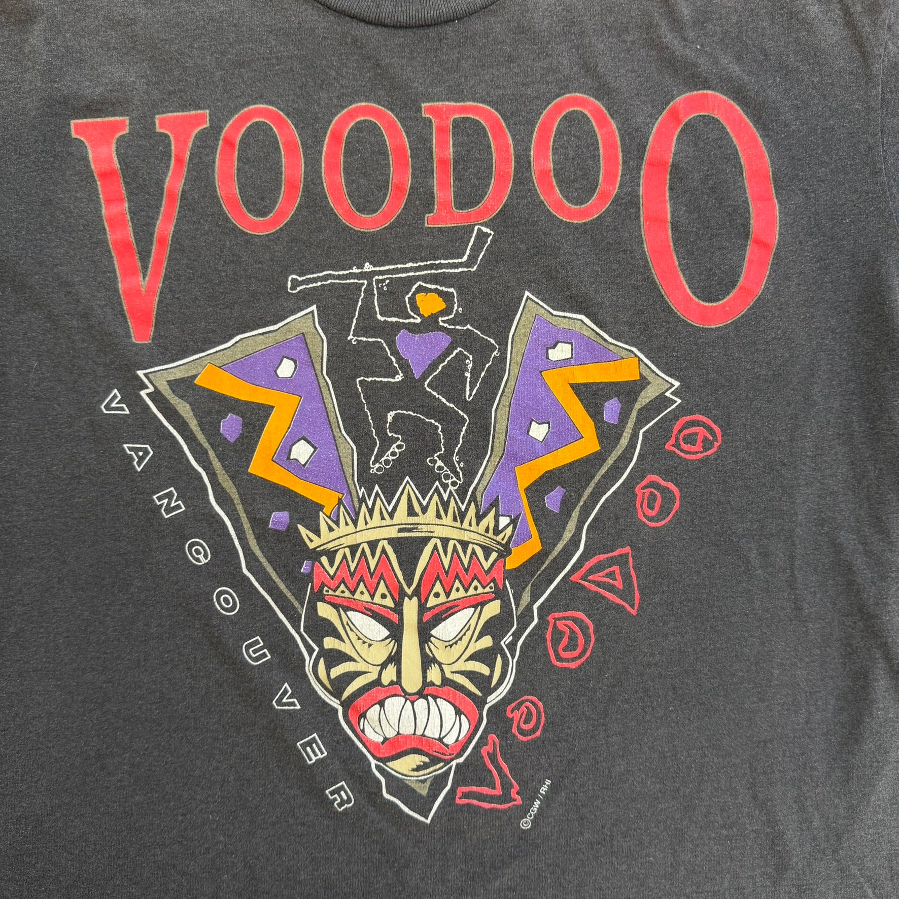 J- Vintage Vancouver Voodoo Roller Hockey Graphic Single Stitch Tee - M