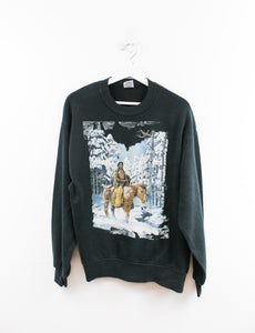 Vintage First Nation Person On Horse Crewneck