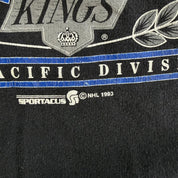 Vintage '93 Los Angeles Kings NHL Logo & Text Graphic Made In Canada Hoodie - M