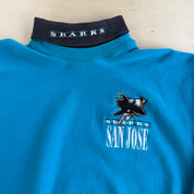 Vintage 90s San Jose Sharks NHL Embroidered Logo & Text Made In USA Turtle Neck Crewneck - M