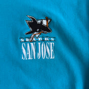 Vintage 90s San Jose Sharks NHL Embroidered Logo & Text Made In USA Turtle Neck Crewneck - M