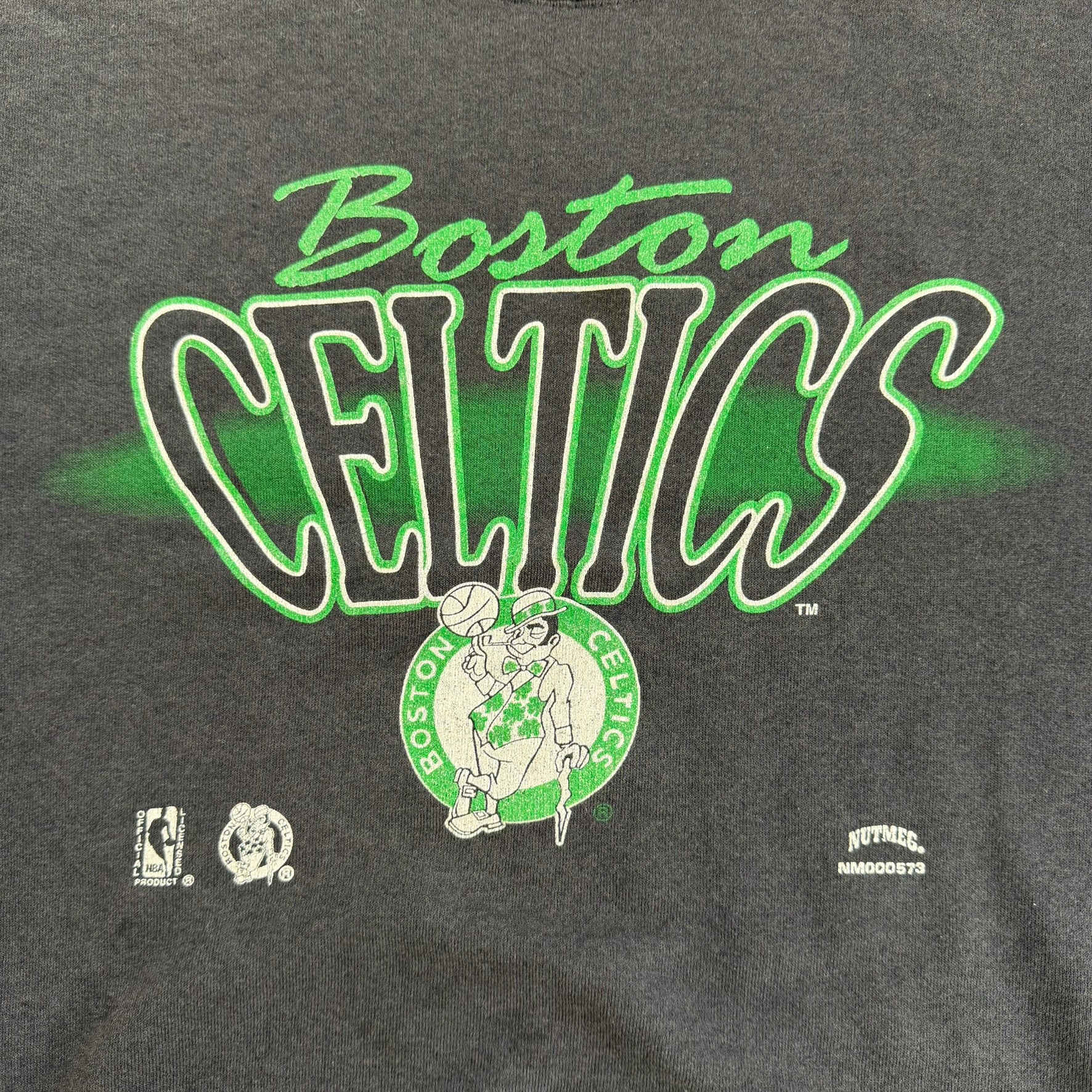 Vintage 90s Boston Celtics NBA Nutmeg Graphic Made In USA Crewneck - XL