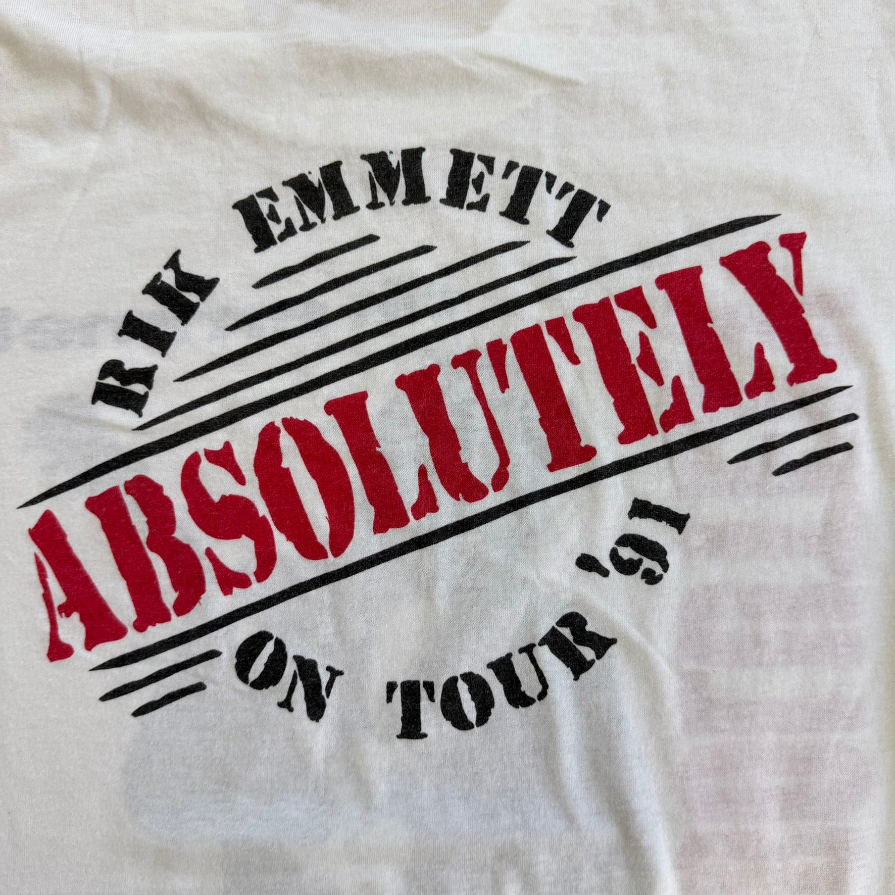 J- Vintage '91 Rik Emmett Absolutely On Tour Picture Made In USA Single Stitch Tee - XL