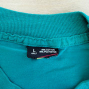 J- Vintage Pearls & Feather Necklace Graphic Single Stitch Tee - L