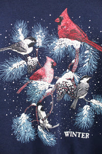 Vintage Winter Cardinals On Tree Crewneck
