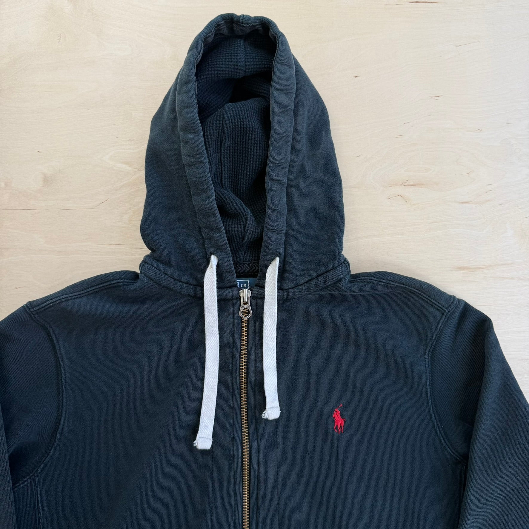J- Vintage 90s Polo RL Embroidered Logo Zip Up Hoodie - M