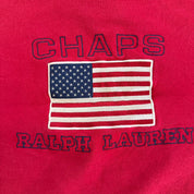 J- Vintage Ralph Lauren Chaps Embroidered US Flag & Text Crewneck - M