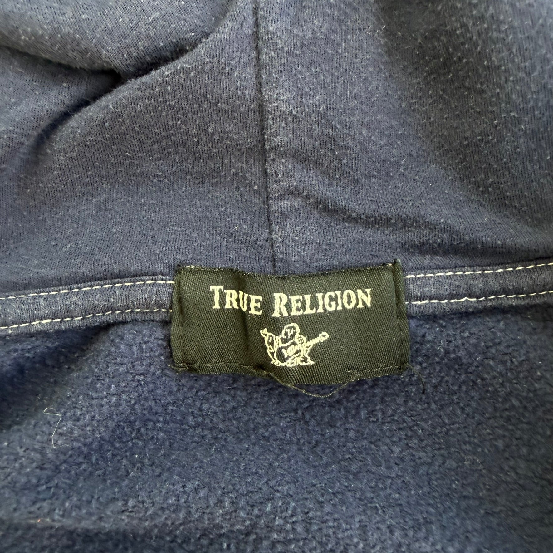 J- Vintage True Religion Buddha & Text Graphic Zip Up Hoodie - XL