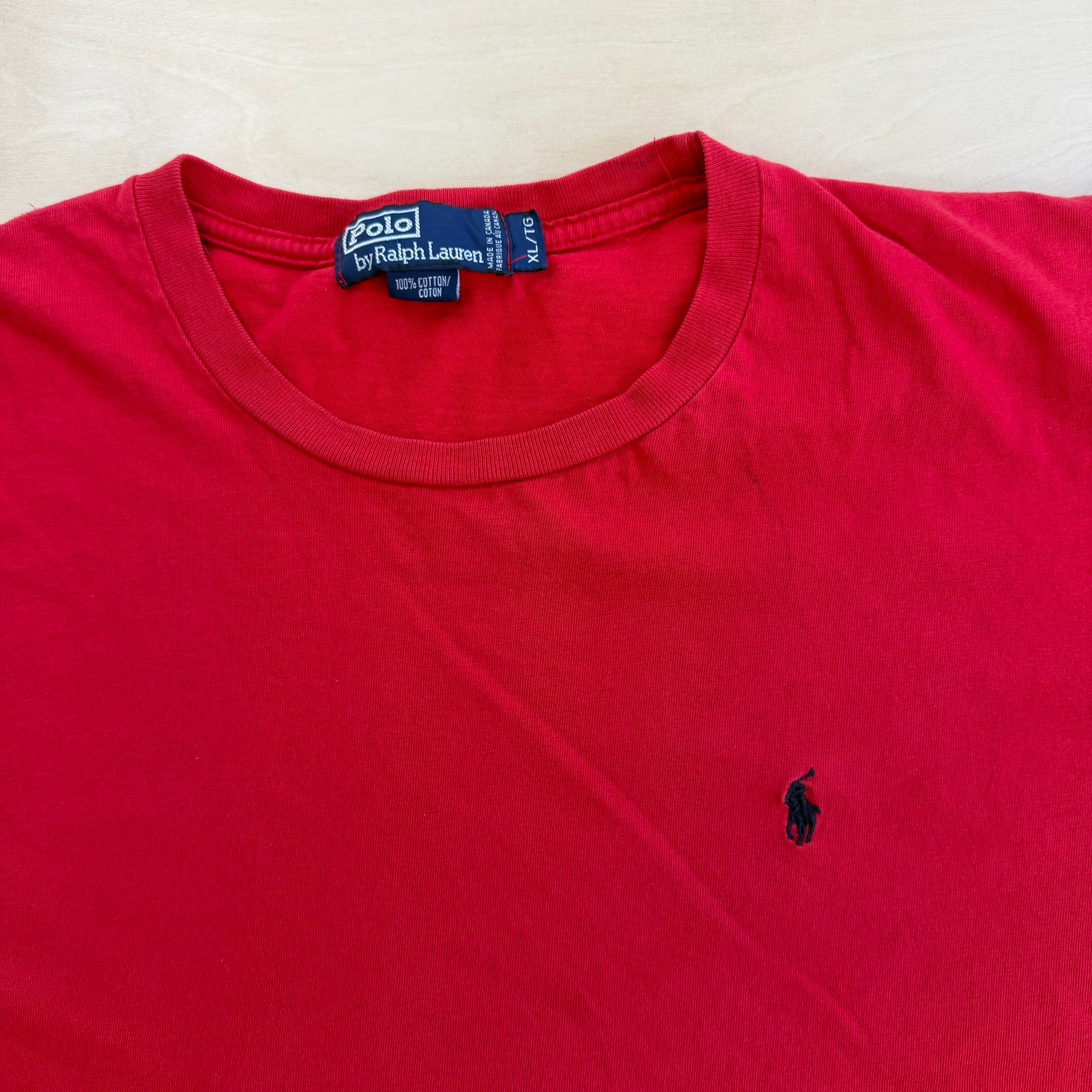 J- Vintage 90s Polo RL Embroidered Logo Made In Canada Tee - XL