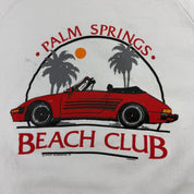 J- Vintage '86 Palm Spring Beach Club Car Graphic Made In USA Crewneck - XL
