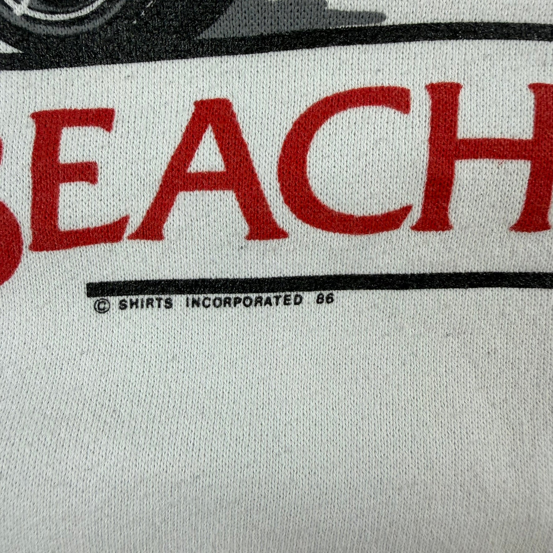 J- Vintage '86 Palm Spring Beach Club Car Graphic Made In USA Crewneck - XL
