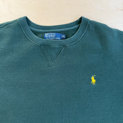 Vintage 90s Polo RL Embroidered Logo Forest Green Crewneck - 2XL