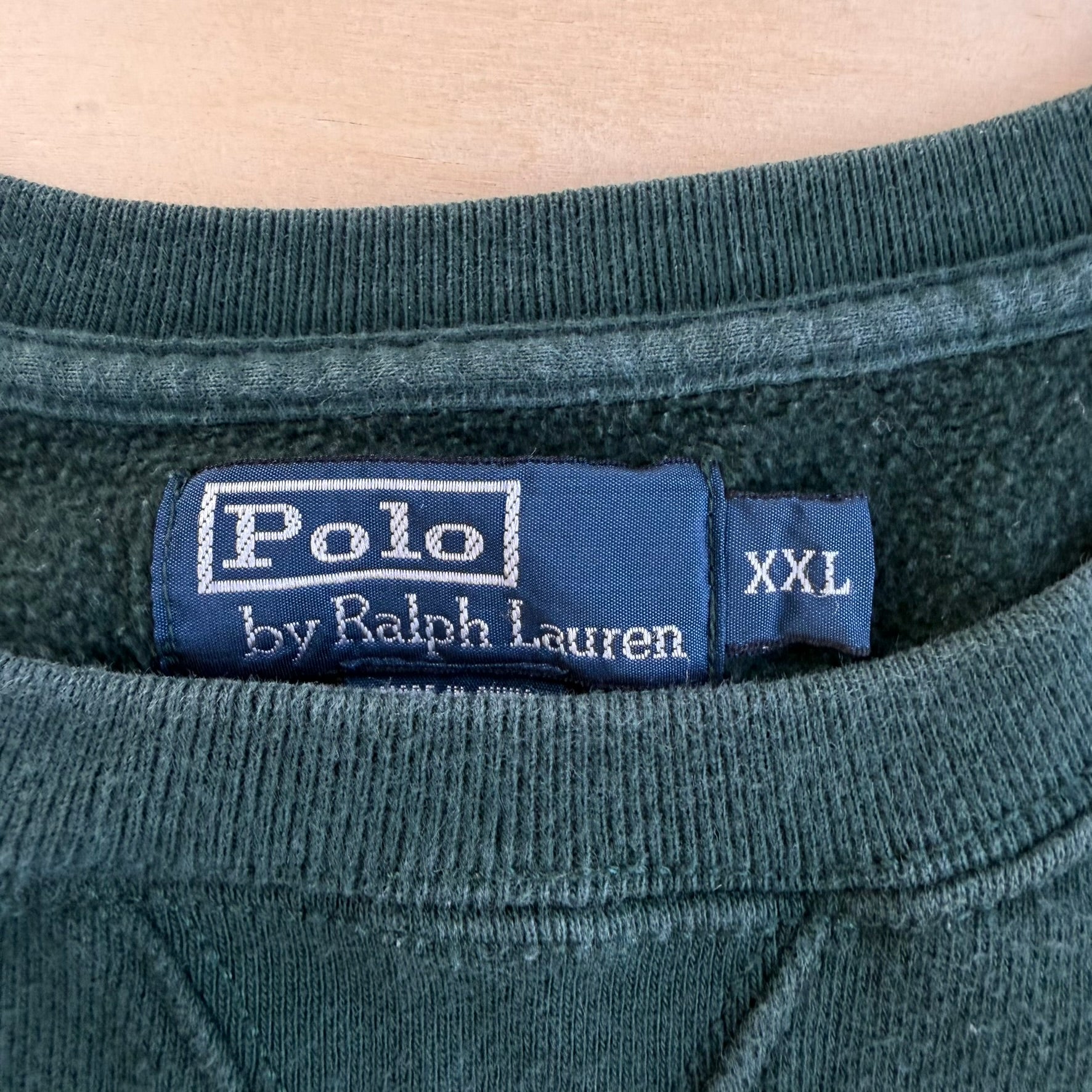 Vintage 90s Polo RL Embroidered Logo Forest Green Crewneck - 2XL