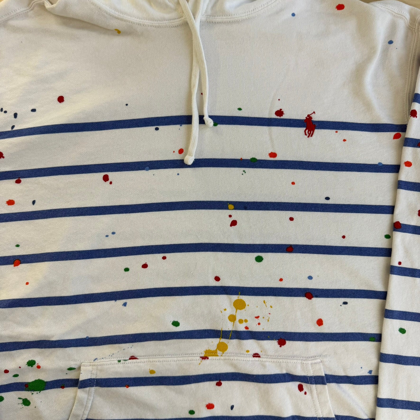 Vintage Polo RL Embroidered Logo Paint Splatters Hoodie - XL