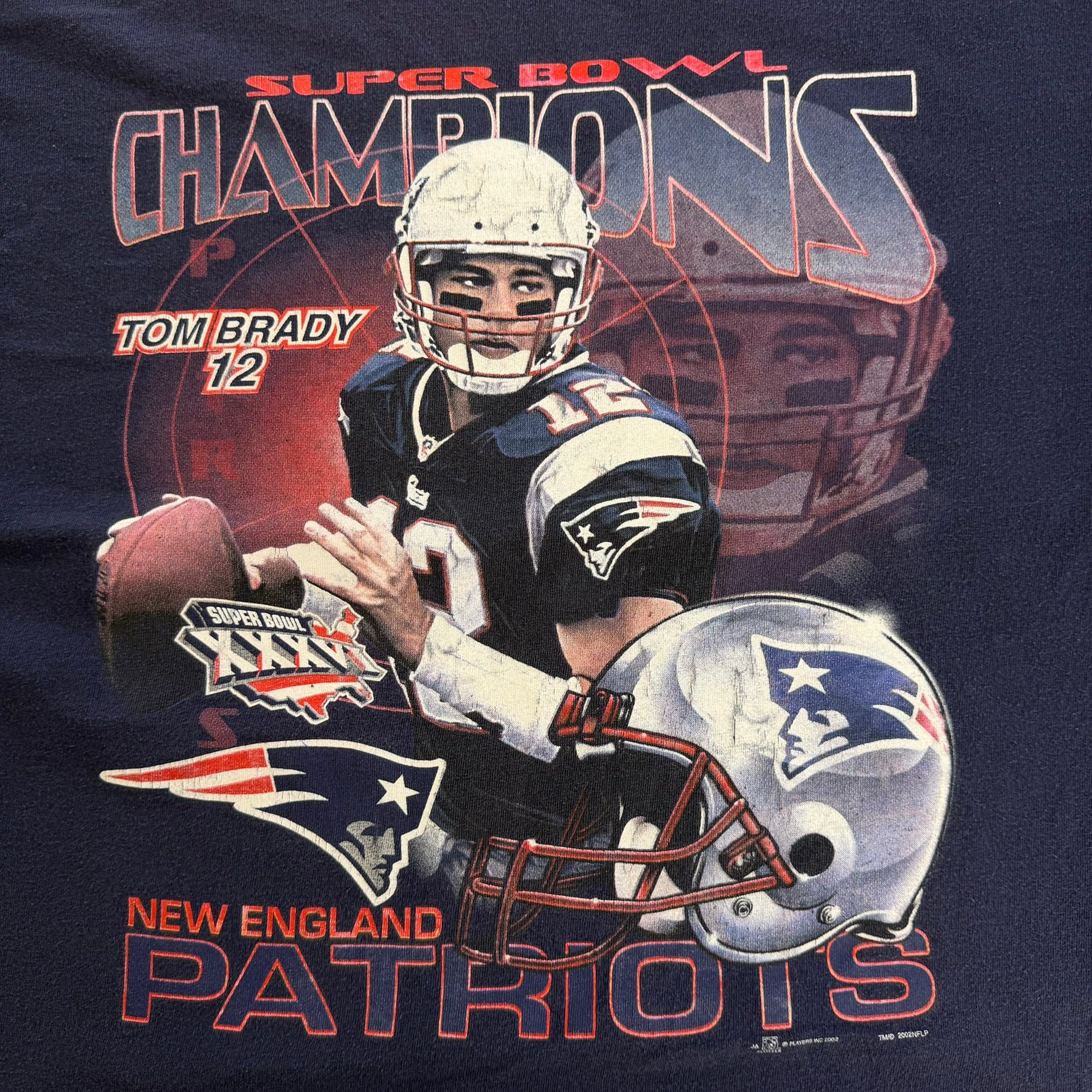 J- Vintage '02 Tom Brady New England Patriots NFL Super Bowl 36 Champs Long Sleeve Tee - XL