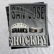 J- Vintage 90s San Jose Shark NHL Nutmeg Graphic Made In USA Single Stitch Tee - XL