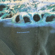 Vintage 90s Art Unlimited Eagles & Waterfall All Over Print Made In USA Henley Crewneck - M