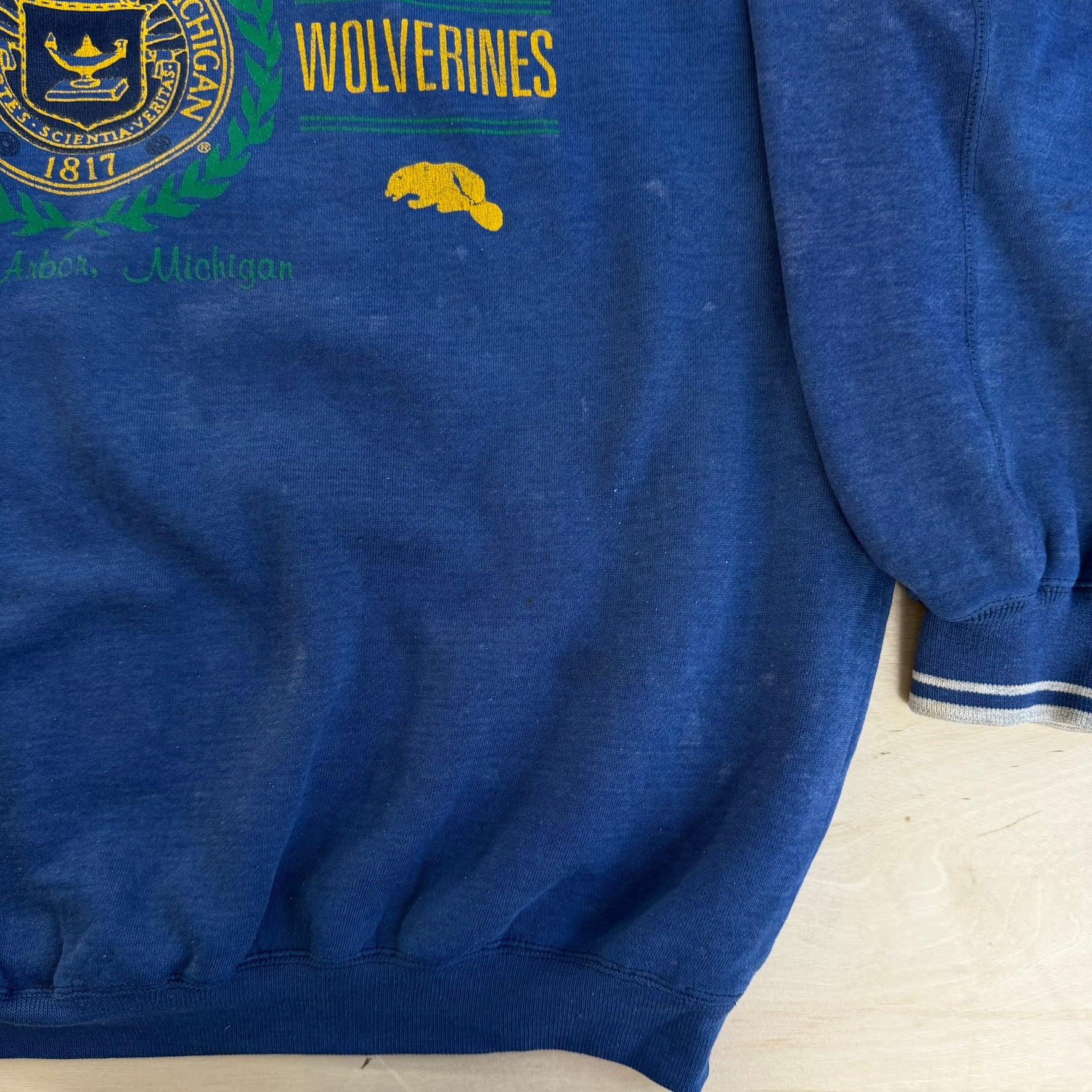 Vintage University Of Michigan Wolverines Text Graphic Crewneck - XL